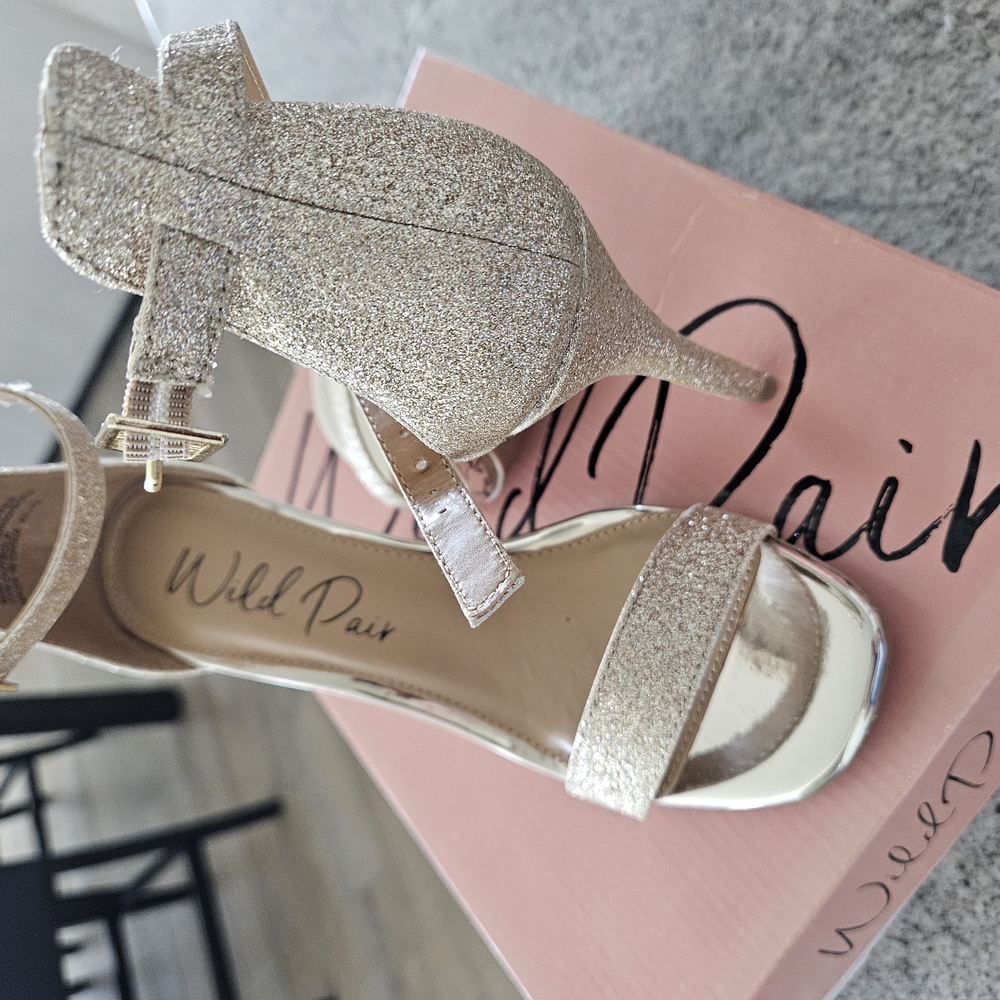 Wild Pair Gold Block Heel Sandals